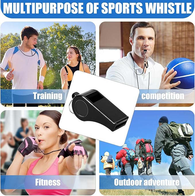 SANNIX 7 Pack Whistles, Coaches Whistles with Lanyard Sports Whistle Loud Crisp Sound Whistles for Referees Training Gyms Emergency