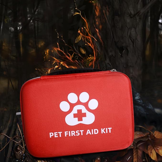 First Aid Kit for Dogs and Cats - 25 Piece Pet Emergency Kit for Travel, Home & Outdoor Use with Foldable Carry Case, Medical Supplies for Wound Care, Safety & Survival
