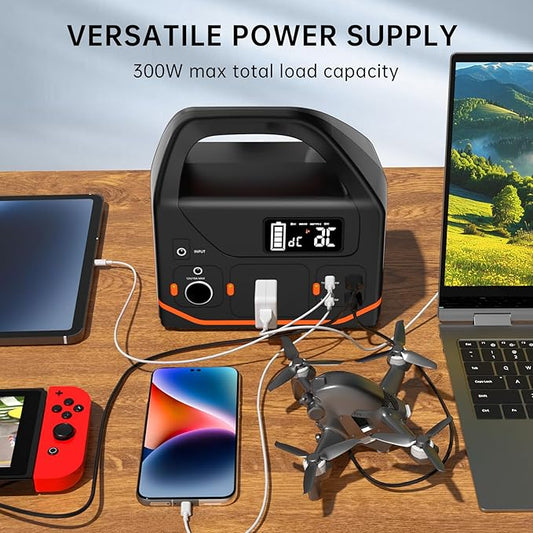 Portable Power Station, 266wh Power Generator 300W Lithium Battery, Power Station for Camping, Home Use, Outdoor, Emergency Backup With 110V Pure Sine Wave AC Outlet