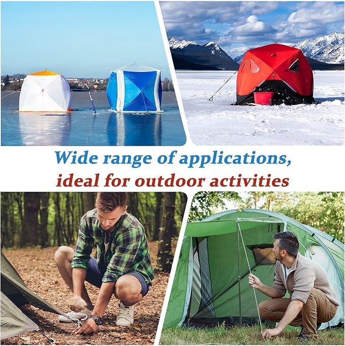 Oudain 7 Pcs Steel Ice Anchor Kit Threaded Ice Fishing Shelter Anchors for Winter Outdoor Camping Shanty Tent