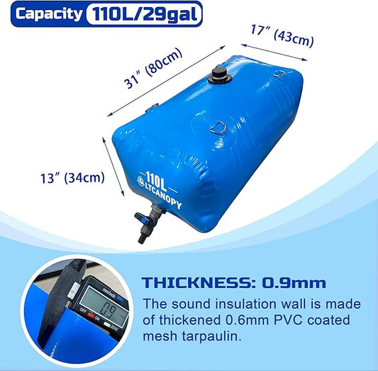 110L/30gal Water Storage Bladder Containers, Large Capacity Foldable Portable Water Tank,Drought Resistance Fire Protection Agricultural Irrigation Outdoor Emergency Water.