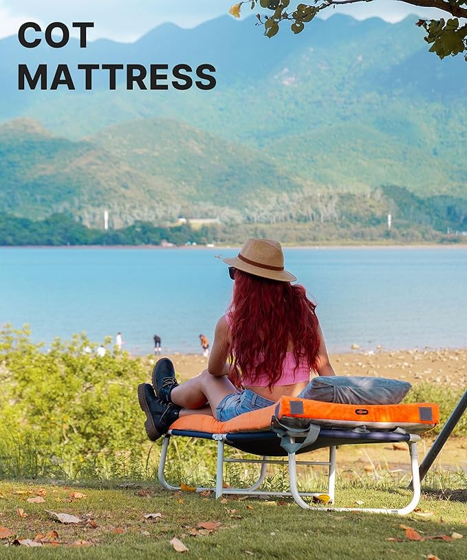 3 Inch Memory Foam Camping Mattress, Dual Layer Thick Sleeping Camp Pad for Car Tent Cot, Roll-Up Portable Glamping Floor Bed for Guests Sleepover