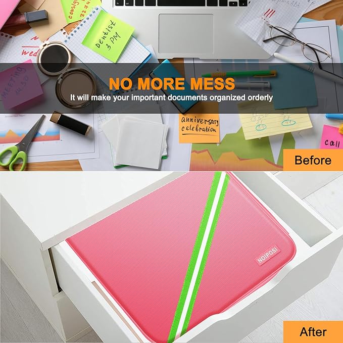 Document Organizer with 5200℉ Heat Insulated, 16.1"x11.4"x4.3" Waterproof and Fireproof Document Box with Lock, Home Strong Fireproof Safe Storage Box for Legal Size Documents and File,Pink
