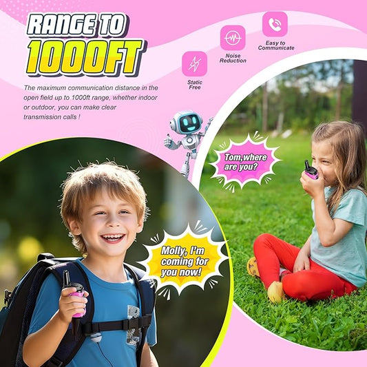Toys for 3-8 Year Old Girls: comedyfun Mini Robots Walkies Talkies 2 Pack Christmas Birthday Gifts for 3 4 5 6 7 8 Year Old Girls Outdoor Toys Age 5 6 7 8 Girl Stocking Stuffers Camping Hiking