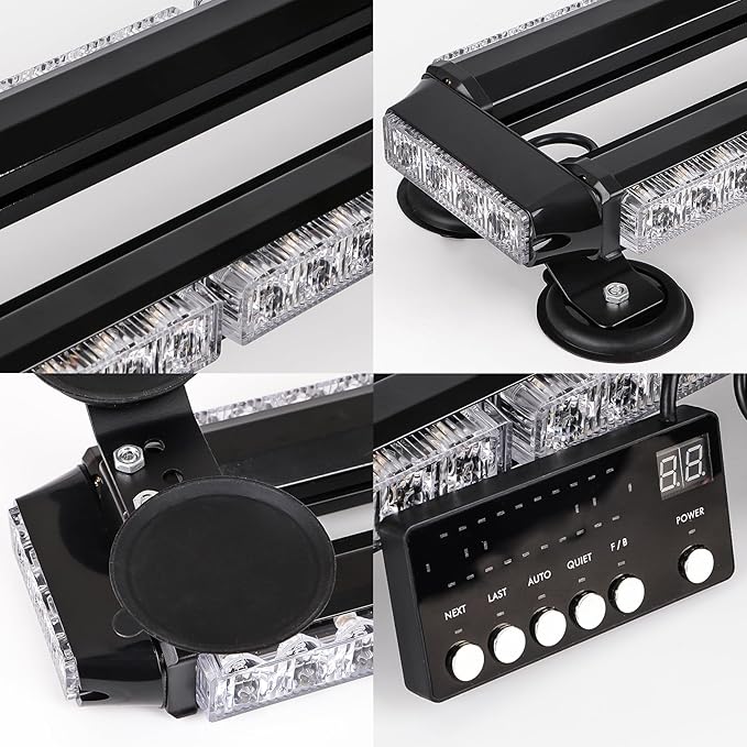 38" Amber Yellow Rooftop Beacon Warning Emergency Flashing Snow Plow Light Bar Double Side Strobe Light Traffic Advisor with Magnetic Base for Tow Work Truck Pickup (Amber/Amber)