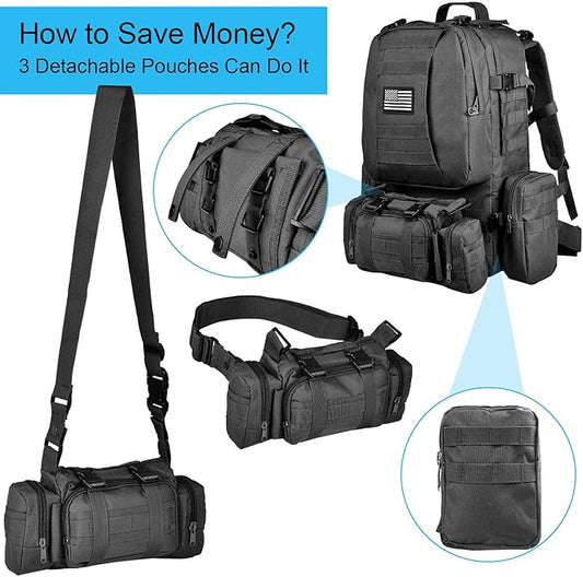 CVLIFE Tactical Backpack Military Army Rucksack 60L Large Assault Pack Detachable Molle Bag…