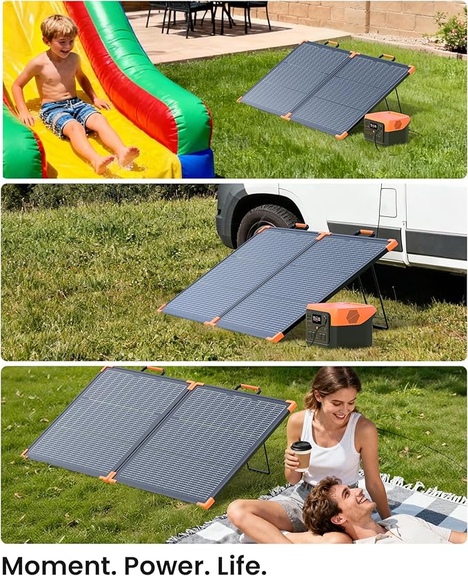 N-Type 16BB 110W Bifacial Portable Solar Panel, 25% High Efficiency Composite Foldable Solar Charger, RV Essentials, IP67 Waterproof for Camping RV Offgrid Living