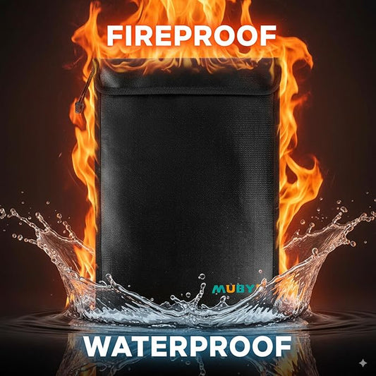 Upgraded Fireproof Waterproof Document Bag - 3 Pack Safe Money Bags with Zipper, Fire & Water Resistant Storage Organizer Pouch for Documents Holder,File,Cash,Passport,Tablet (Black)
