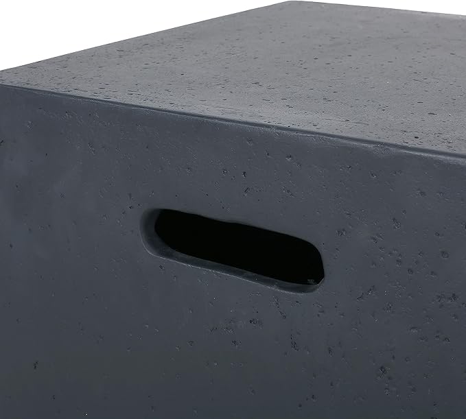 Propane Tank Cover Table for Fire Pits, 20 LB Concrete Propane Tank Holder with Side Handles, Outdoor Tank Storage Side Table for Patio, Gas Griddle, Dark Gray