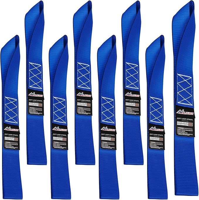 Nilight Soft Loop 1.7”×17" Motorcycle Tie Down Straps Heavy Duty 12000Lbs Max Break Strength for Securing ATV UTV Kayak Moving Cargo (8PK-Blue)