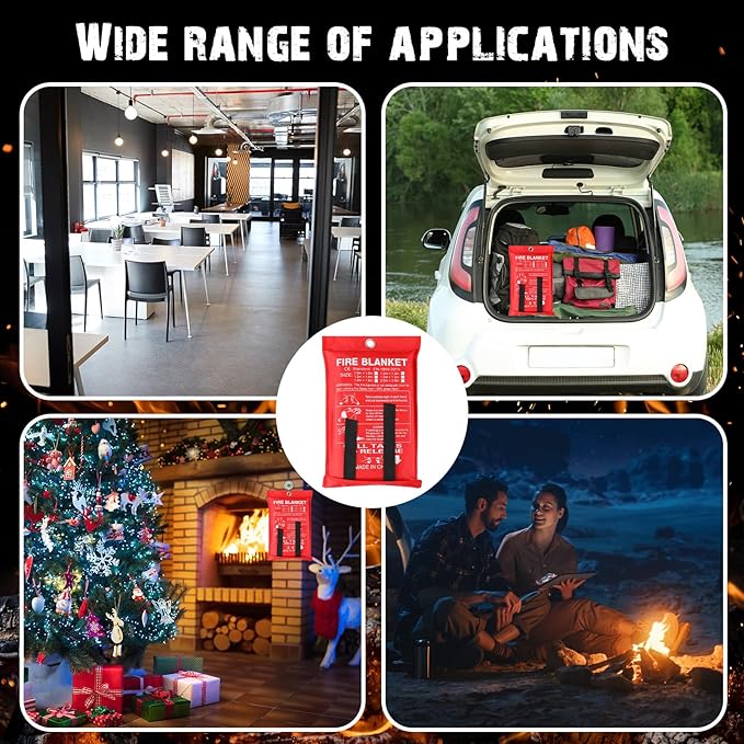 Macarrie 60 Pack Fire Blankets 39” x 39” Fire Blanket Emergency for Home and Kitchen Extinguisher Blankets Fiberglass Suppression Blanket Safety Fireproof Survival for Car Office Warehouse (Red)