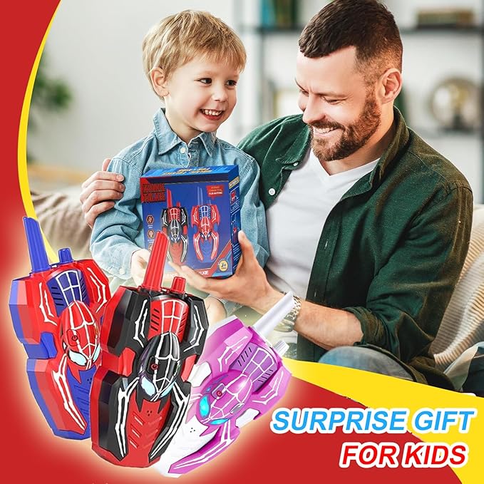 Walkie Talkies for Kids Long Range, Kids Walkie Talkies 3 Pack, Spider Toys for Boys 3-4 4-6 6-8 Outdoor Camping 2 Way Radio Toy, Birthday Toys for Ages 3-4 5-7 8-13 (3PCS)