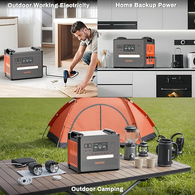 SolarPlay 2500W Portable Power Station, 2304Wh Large Capacity Solar Generator with 400W Solar Panel, Power Supply BMS Emergency Power Station for Home Backup, Camping, Outdoor Battery Backup
