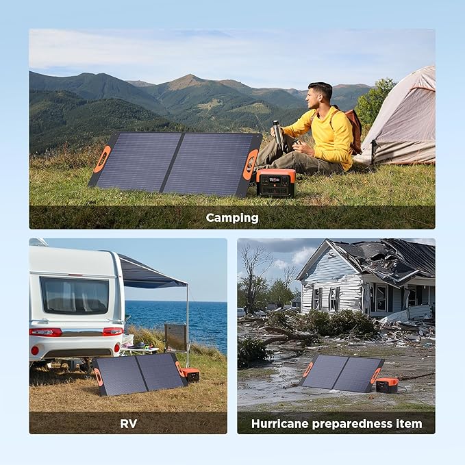 110 Watt Portable Solar Panel,Camping Gifts,18.6V Foldable Solar Panel Charger for Power Station 23.5% High Efficiency IP67 Waterproof 2 Kickstands for Camping RV Offgrid Living