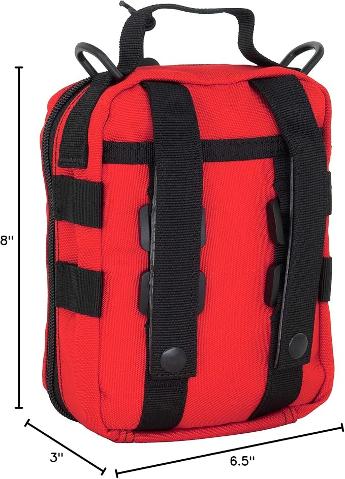 LINE2design First Aid (Ifak) Pouch EMS Bag - EMT Emergency Medical Trauma Pack Bags Tactical EDC Rescue Utility Gear IFAK Bags for Hiking Gunshot Stop Bleeding Includes USA Patch - Red