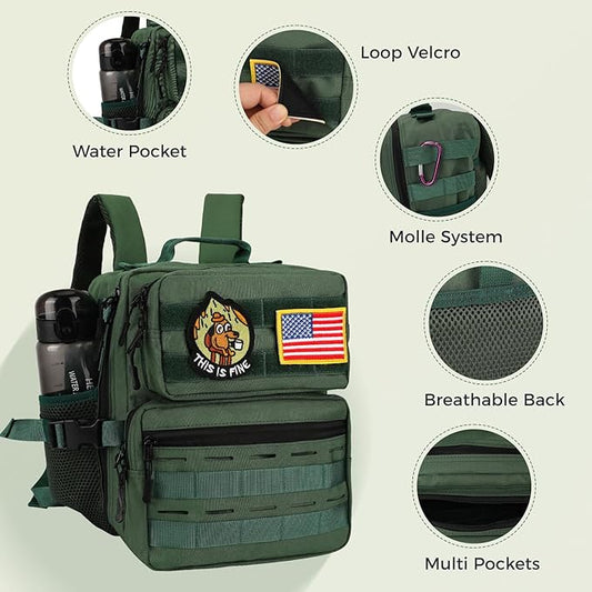 9L Mini Tactical Backpack for Men Women,Small Military Tactical Backpack for Sport,Gym,Hiking,Travel,Camping (Army Green)