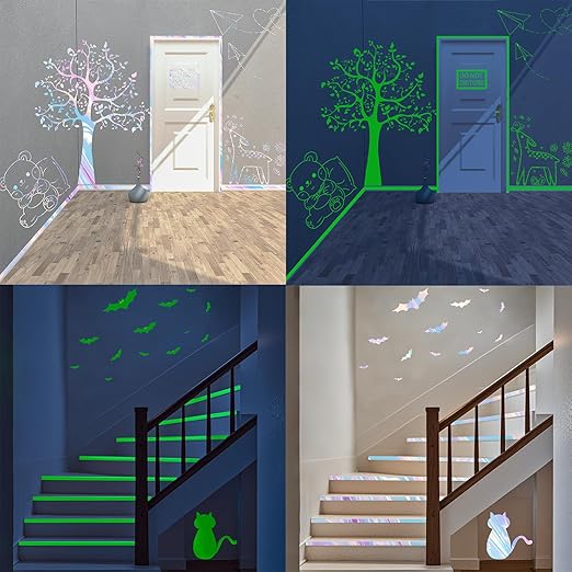 Glow in The Dark Tape - 2PCS 33 FT X 0.5 Inch Glow Tape, Fluorescent Tape, Waterproof Luminous Reflective Tape for Stairs, Walls, Steps, Exit Sign, Theatres, Staged & Dark Areas