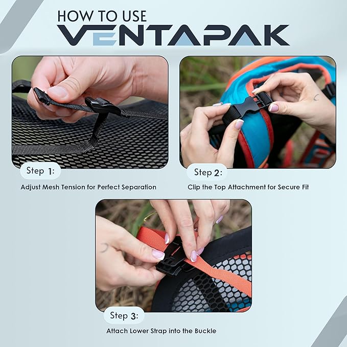 VentaPak Lightweight Ventilation Backpack Spacer - Frame for Hiking, Commuting & Biking Backpacks - Large Mesh Ventilation, Rucksack Frames for Improved Airflow Reduced Sweat