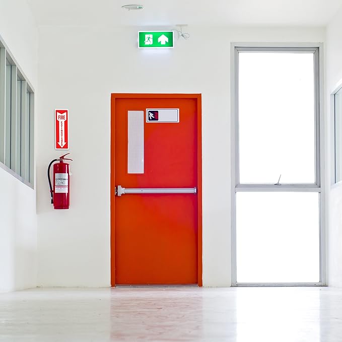 Fire Extinguisher Sign Sticker - 12 Pack - 4" X 12" - 5 Mil Vinyl - Bright Red White Colors - Durable Self Adhesive, Weatherproof, Photoluminescent and UV Protected - Ideal for Inside Office or Boat