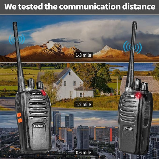 pxton 666S 10 Pack walkie talkies for Adults Long Range Rechargeable with Headphones and Li-ion Battery,Two Way Radio has VOX/Noise Reduction/TOT/Flashlight/Monitoring/Scan Function(10 Pack)