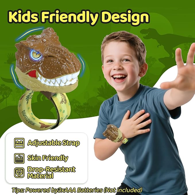 Vvinca Dinosaur Walkie Talkies for Kids 2 Pack, T-Rex Dinosaur Toys 3-12 Year Old Boys Birthday Gift, Kids Toys Boys 3-5 -5-7 8-12, Adjustable Strap 1000FT Range for Outside, Camping, Hiking