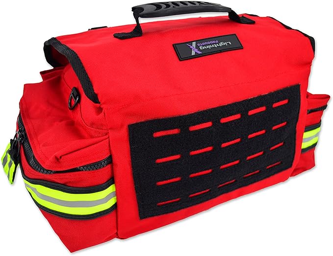 Lightning X Products Small EMT Medic First Responder Trauma EMS Jump Bag With Dividers - Red