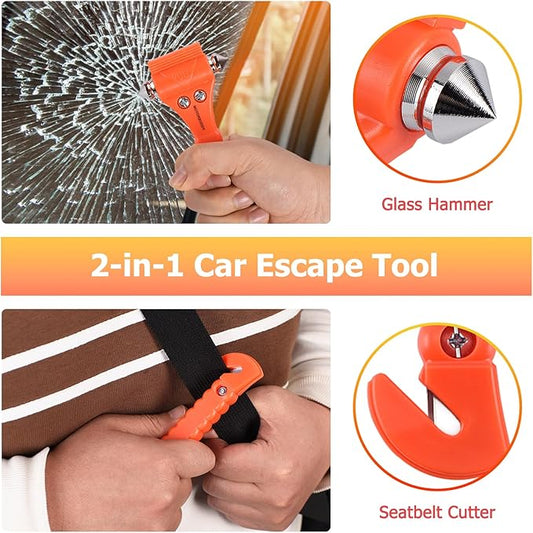 4-Pack Emergency Escape Hammer Seat Belt Cutter,Auto Car Safety Hammer with Window Glass Breaker,Escape Tool for Car Accidents