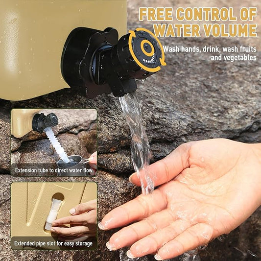 3.2 Gallon Water Jug,Camping Water Container with Spigot,BPA-Free with Cleaning,Brush Military Green Tank Portable,Suitable for Outdoor Camping and Hiking,Khaki
