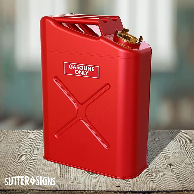 Sutter Signs 3pc Gasoline Only Stickers for Fuel Tank | Weatherproof Adhesive Decals for Trucks, Tractors, Fuel Cans, Gas Caps