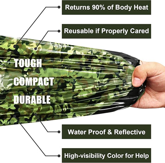Timok Emergency Sleeping Bags Thermal-Emergency-Blankets Ultralight Space Blankets Survival Waterproof Bivy Sack Multi-Purpose Survival Gear for Hiking, Camping, First Aid Kits, Outdoor Survival Gear