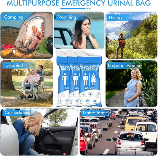 DIBBATU Disposable Urine Bag, 12/24 PCS Pee Bags for Travel for Women/Men, 800ML Emergency Portable Urinal Bag and Vomit Bags, Unisex Urinal Bag for Camping, Traffic Jams, Pregnant, Patient