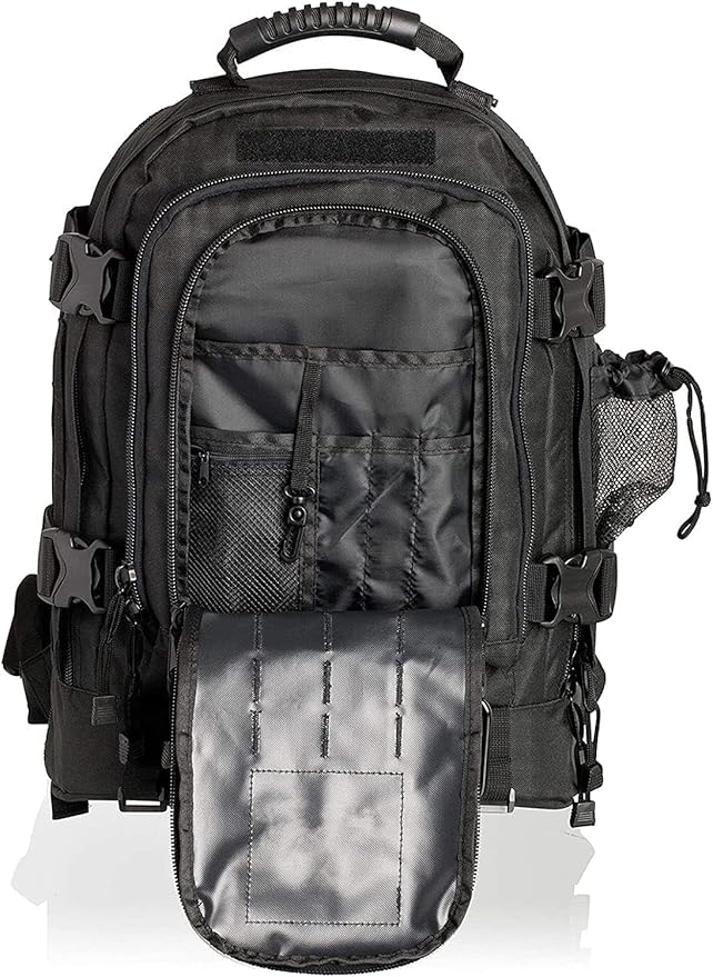 Large Military Bug Out Bag 3 Day Pack Expandable Backpack Army Daypack for Outdoor Hiking Hunting (Black)