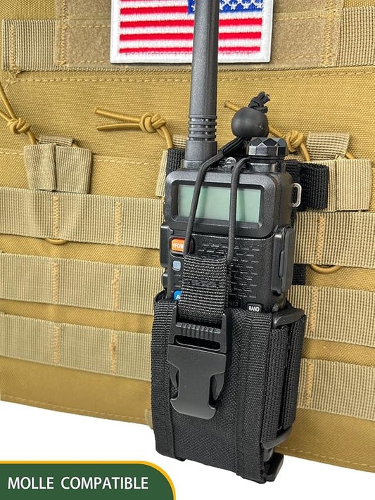 Tactical MOLLE Radio Pouch Holster - Universal Fit for Duty Belt & Vest, Adjustable for Most Walkie Talkies