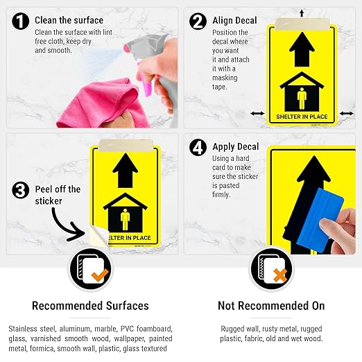 Shelter in Place with Up Arrow Sign, 10x7 Inches, 4 Mil Vinyl Decal Stickers Weather Resistant, Made in USA by Sigo Signs