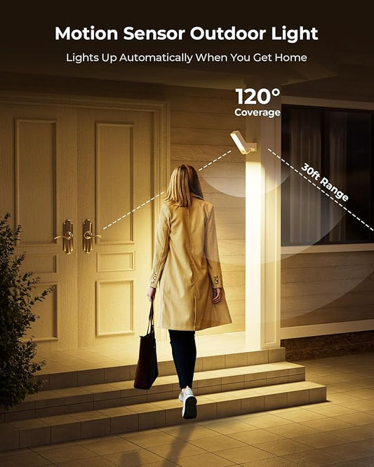 Motion Sensor Outdoor Light, 10000mAh Rechargeable 600 Lumen Battery Operated Outdoor Light with 3 Modes, 3 Color Temperatures, Waterproof Outdoor Security Lights for House, Fences, Patio