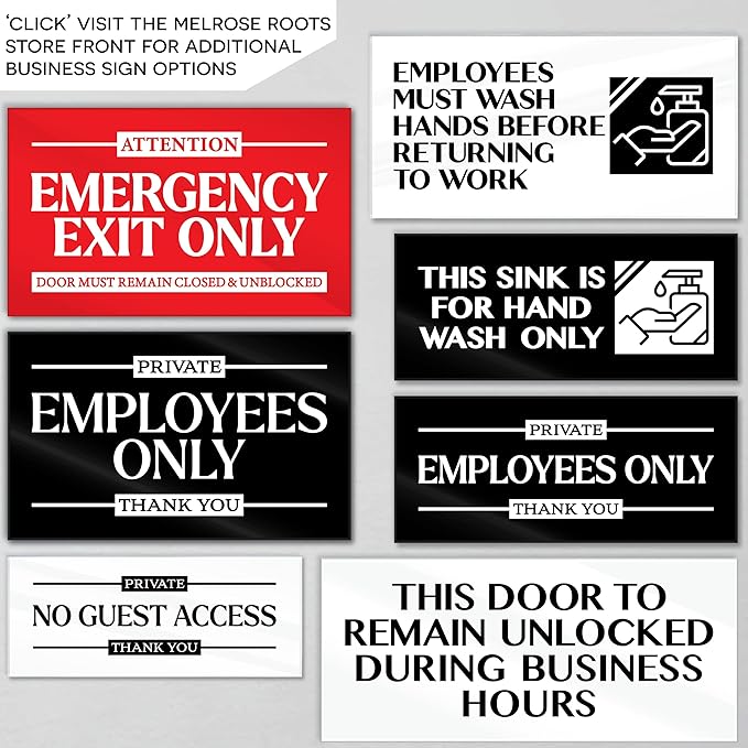 Premium Acrylic Emergency Exit Only Sign, Made in USA, 7.0x4.25 Emergency Exit Sign, Vibrant Red In Case of Fire Exit Signs for Business, Door Must Remain Closed & Unblocked Signs with Stickers