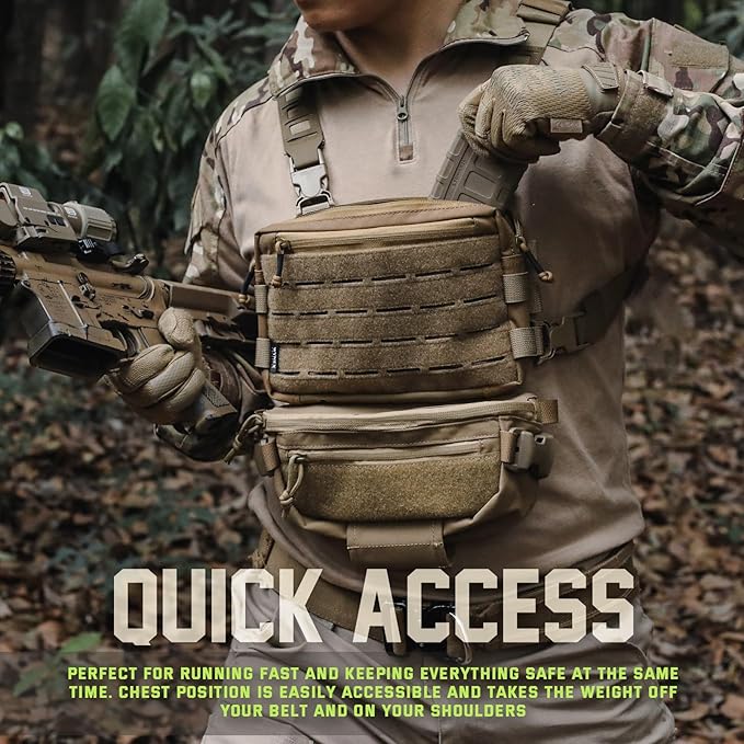 WYNEX Tactical Chest Rig Pack for Men, Running Chest Bag with Front Loop Recon Chest Rigs for Hunting Outdoor EDC