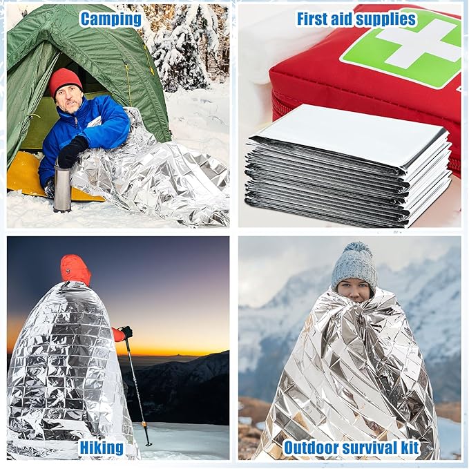 180 Pcs Homeless Care Package Supplies Bulk Winter Emergency Thermal Blankets Warm Socks Touchscreen Gloves Space Blanket Survival for Cold Weather Outdoor for Men Women(Multi-Color)
