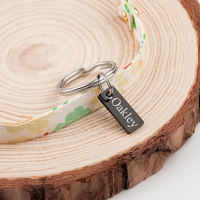 Anavia Small Size Dog Cat ID Tags, Small/XS Personalized Color Plated Stainless Steel Puppy Kitten Name Tags, Customized Engraved Nameplate Pet Collar Tag (Rose Gold, XS-Rectangle)