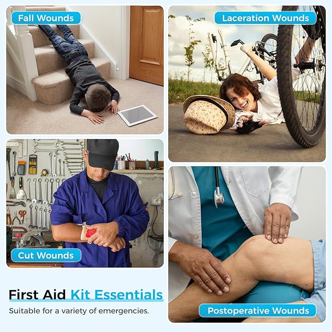 Emergency Wound Closure Kit 2-Pack | Medical Grade Adhesive Sutures | Butterfly Bandages & Clotting Technology | for First Aid Kits, Outdoor Injuries, Post-Surgery Care
