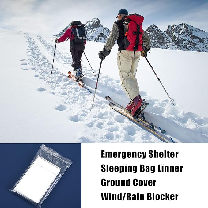 Macarrie 100 Pack 2 Size Emergency Thermal Blanket Survival - Emergency Blankets Silver Foil for Outdoors Camping Hiking First Aid Adult, 82 x 63, 82 x 51 (100 Pieces)