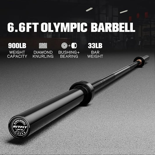 RITFIT 7FT Olympic Barbell for Strength and Weightlifting Training - 2 Inch Olympic Bar for Squat, Deadlift, Bench Press, Curl, Overhead Press - 500lbs/1000lbs/1500lbs Capacity