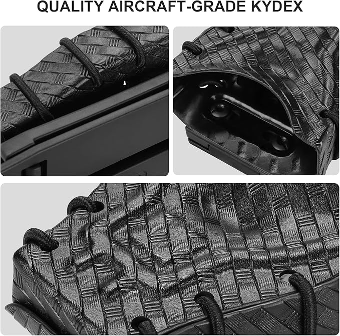 Handcuff Case Compatible with ASP, Chain, Hinged, and Rigid Folding Handcuffs – OWB Kydex Cuff Holder with Belt Clip or MOLLE Mount – Fits 1.5"-2.25" Belts – Black/Basketweave Options