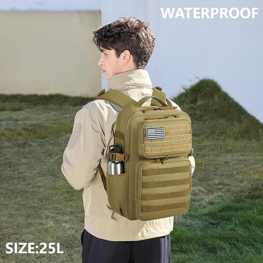 Wotony Military Tactical Backpack for Men Waterproof Daypack 3 Day Assault Pack Molle Bag with Water Bottle Holder