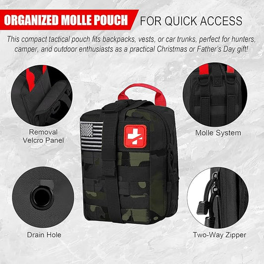 Gifts for Men Christmas 146Pcs Survival Kit First Aid Kit, Emergency Kit with Survival Tools, Medical Supplies for Camping, Travel, Outdoor Adventure