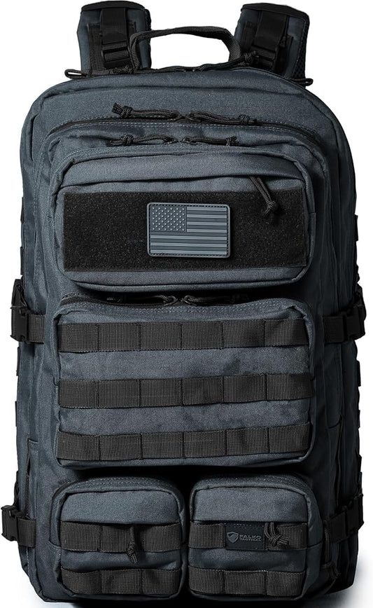 Falko Tactical Backpack for Men and Women 50L Backpack 2.4x Stronger Large Military Molle Rucksack, Bugout Backpack Outdoors