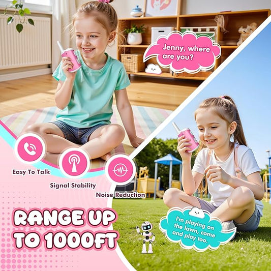 Kids Walkie Talkies Gifts for Girls: Toys Walkie Talkies for Kids 2 Pack Xmas Birthday Gifts for 3 4 5-7 Year Old Girls Grandkids Toys Age 4-5 6-8 Years Old Stocking Stuffers Pink