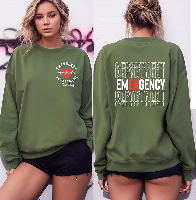 Personalized Emergency Department Sweatshirt, ER Nurse Shirt with Name, Medical Staff Sweater, Hospital Team Crewneck, Nursing Gift for Healthcare Workers, Healthcare Workers Matching Apparel GIft