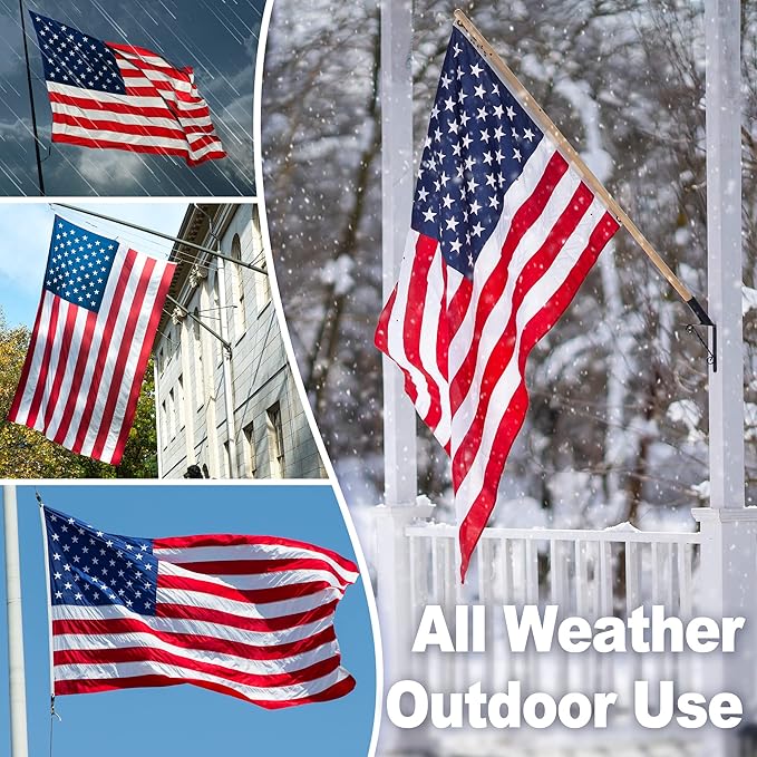 American Flag 10x19 ft TearProof Series, Heavy Duty Tough Spun Polyester USA Flags High Wind, US Flags for Outside Outdoor with Durable Embroidered Stars Sewn Stripes, 5 Brass Grommets