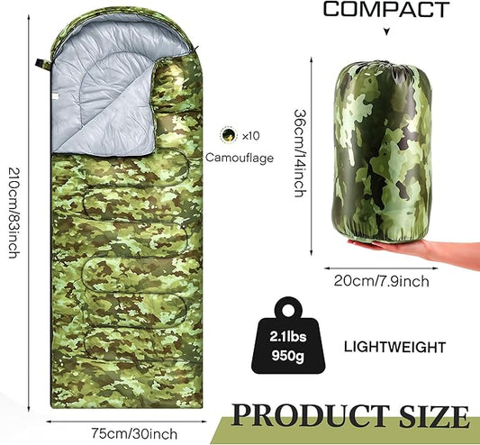 Tranqun 10 Pcs Sleeping Bags Bulk for Adults Sleeping Bag Liner Cold Weather 4 Seasons Camping Gear Equipment Lightweight Waterproof for Homeless Charity Hiking Travel, 5 Color